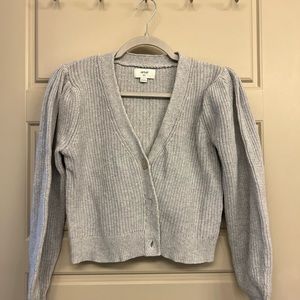 Aerie Gray Cropped Knit Cardigan